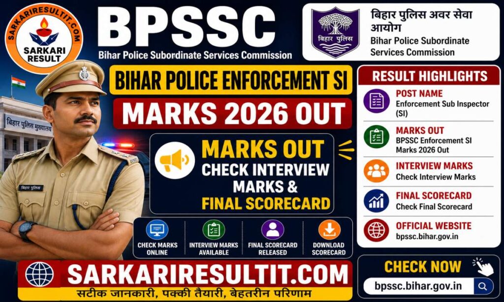 BPSSC Bihar Police Enforcement SI Marks 2026
